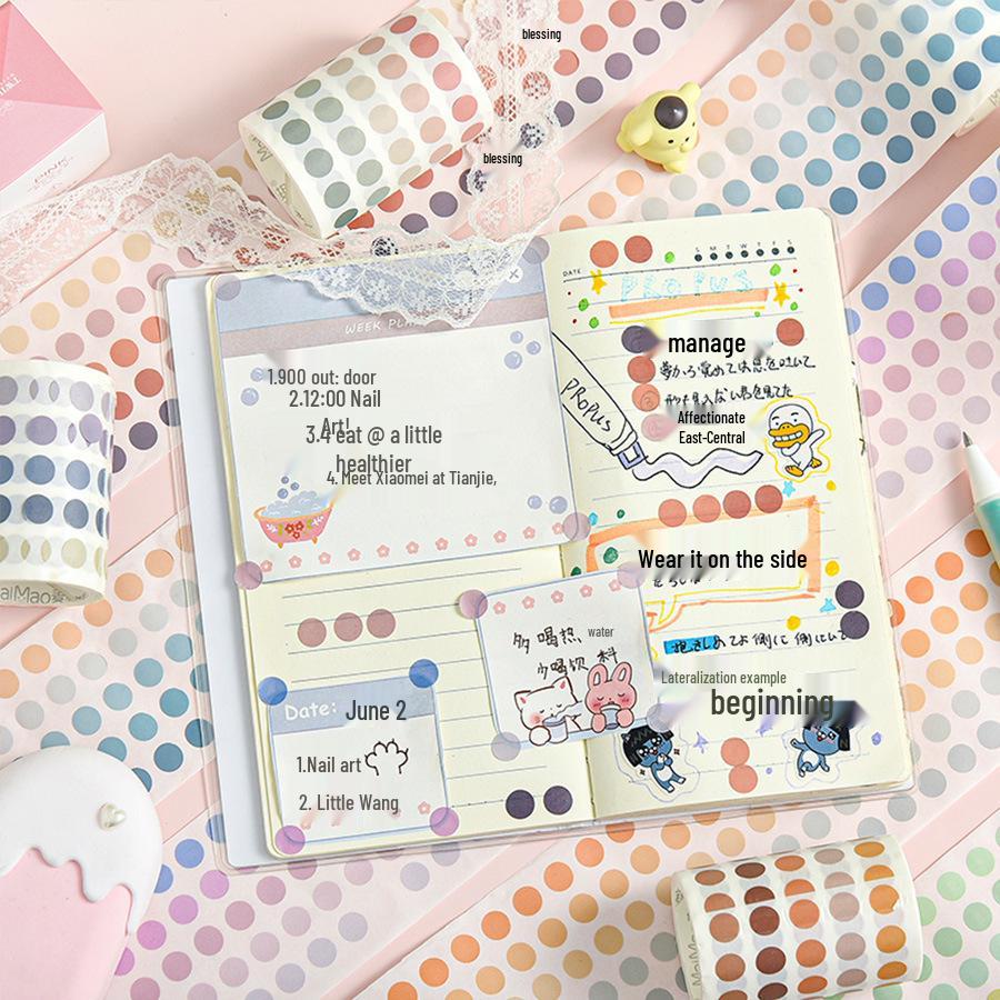 Morandi Polka Dot Washi Tape Stickers for Journals – Salt Style Pre-Cut Background Material