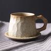 Japanese Ceramic Coffee Cup And Saucer Set Creative Gift Coarse Pottery Cup Retro Breakfast Cup Coarse Pottery Coffee Cup