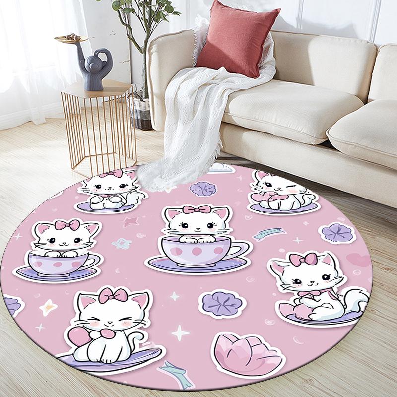 Cartoon Animal Pattern Round rug,Carpet Rug for Living Room Bedroom Sofa Playroom Decor,Non-slip Floor Mat,Holiday Gifts and Birthday Gifts.
