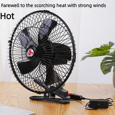 Portable 12v/24v Oscillating Car Fan With Clip For Trucks And Cars, Cooling Car Fan