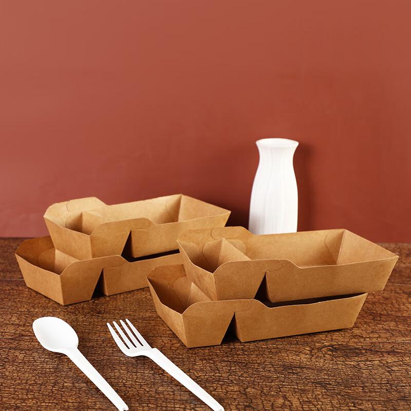Disposable Double-Compartment Kraft Paper Lunch Boxes