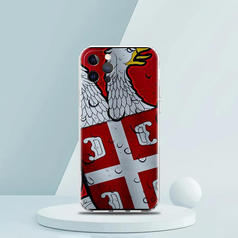 Soft TPU Transparent Phone Case Cover for iPhone 16 15 14 13 12 11 Pro Max XR 8 7 Plus XR Shockproof Shell Serbia Flag Pattern