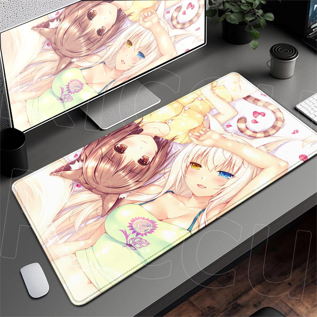Anime Nekopara Cute Girl Carpet Large Computer Desktop Protect Cushion XXL Gaming Lock Edge Thicken Mouse Pad Speed Keyboard Mat