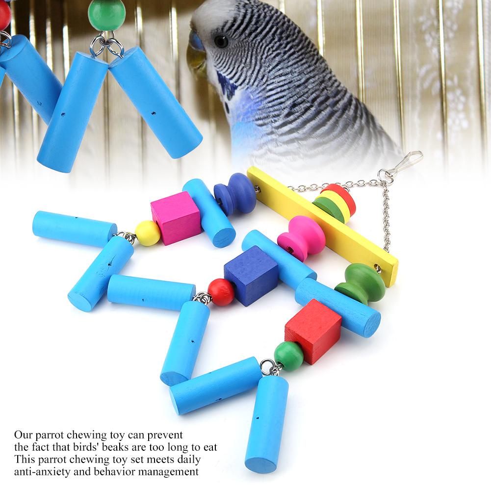Bird Chewing Toy Parrots Cage Bite Toys Block Hammock Swing Hanging Chewing Toy