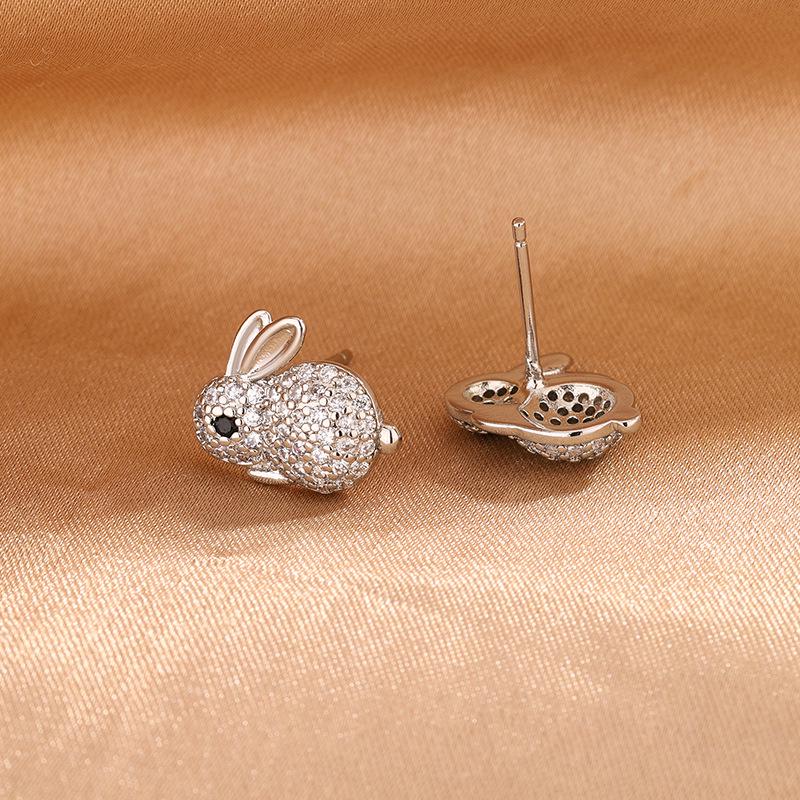 Chic Diamond Bunny Stud Earrings for Women