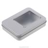 Rectangular Tin Silver Storage Box Case with Half Clear Window Lid S08 20 Dropship