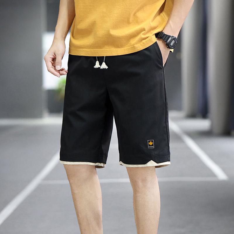 

Men s Summer Plus Size Loose Casual Five Pants Straight Micro-stretch Beach Pants M чорний