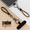 240W Type-C PD3.0 Fast Charge Rotating Lanyard Keychain with Dual C Ports.