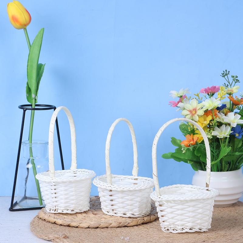 1Pcs Rattan Woven Exquisite Pastoral Style Portable Flower Basket