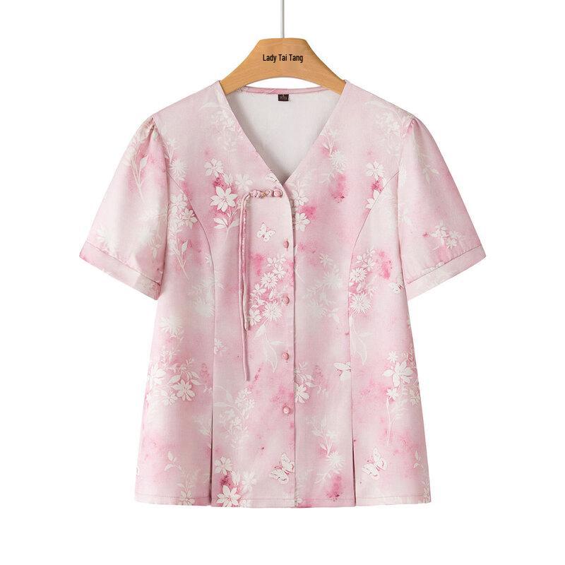 YUZHAOLIN Senior Women s Plus Size Summer Casual Short-Sleeve Blouse 4XL