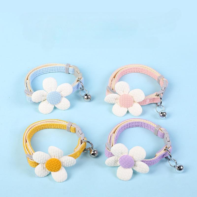 Cartoon Pet Supplies Safety Pet Collar Small Dog Cat Bow Bell Lovely Flowers Bell Dog Necklace Neck Decoration