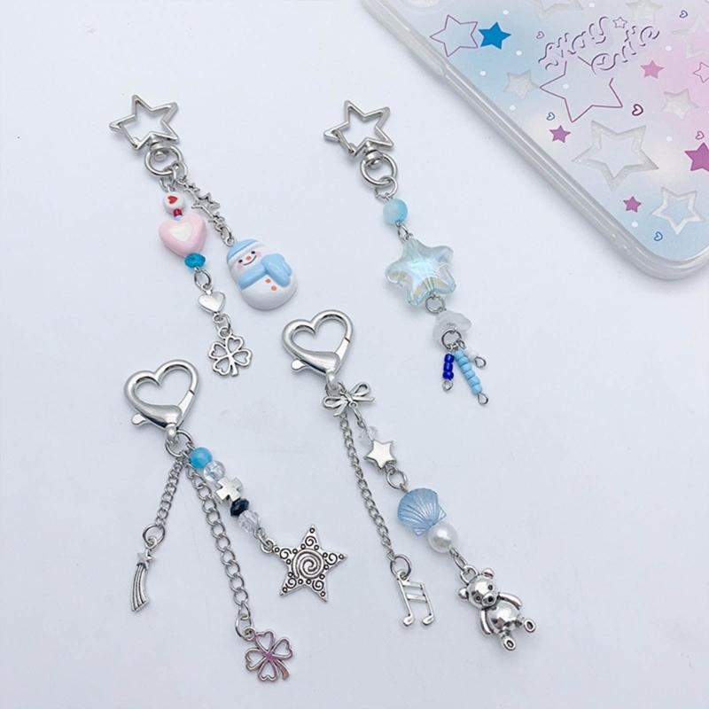 Sweet Star Heart Bead Phone Charm Straps Key Hanging Pendants Bag Decoration