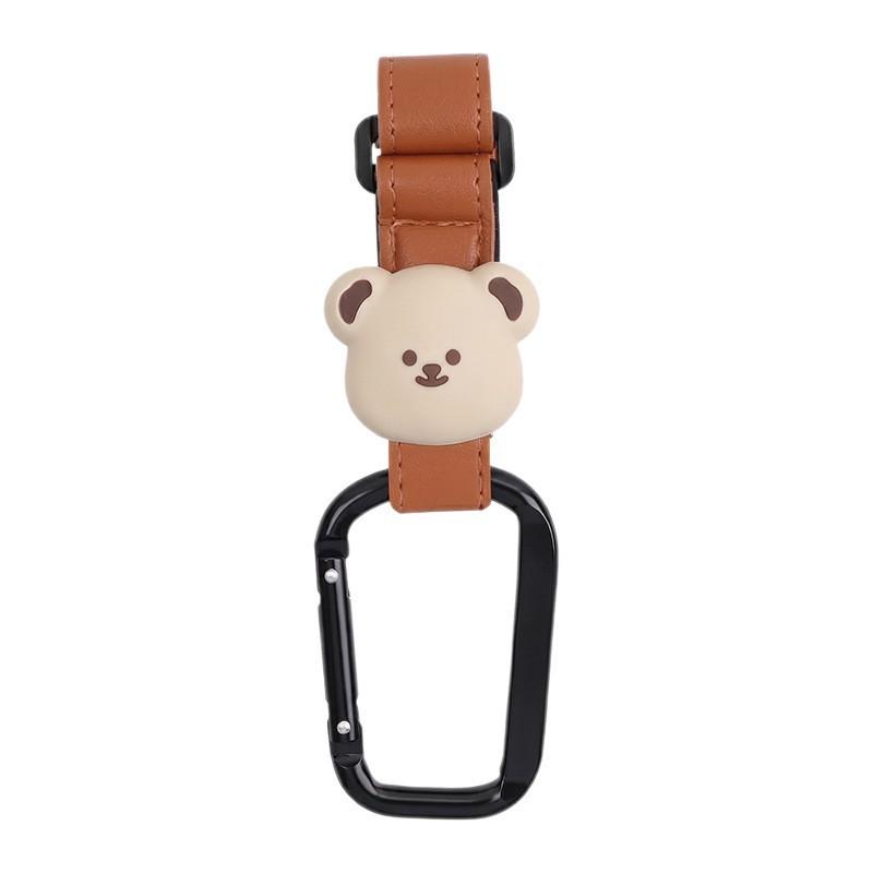 1/2Pcs Baby Stroller Hooks Cute Cartoon Bear Bicycle Stroller Organizer Hook Pu Leather Hooks For Hanging Baby Stroller
