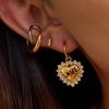 Stainless Steel White Diamond Love Earrings, Earrings Do Not Fade, and Earrings Are Popular.