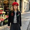 Christmas Beret Hat for Women and Girl, Brimless, Soft Warm Painters Hat, Headwear for Festival, Holiday Photoshoots and Seasonal Party Decoration