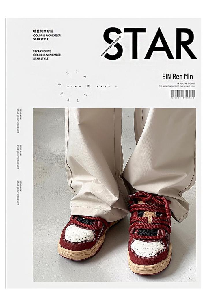 Sofa & Cat / Guochao Dreadlocks Wine Red Unisex Casual Low-Top Sneakers