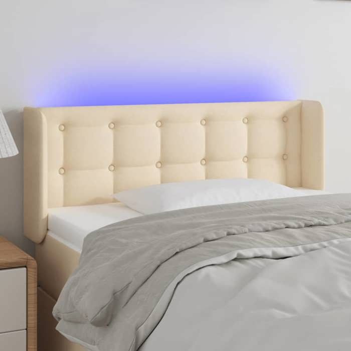 VidaXL LED Headboard Bedroom Furniture Single Bed Accessory Headboard Bed Frame Interior Cream 3123665