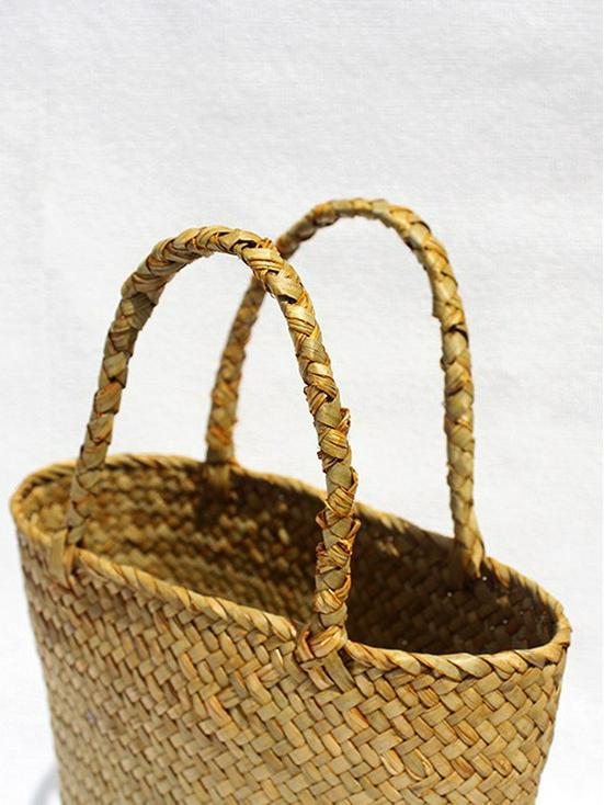 High-End Retro Woven Straw Handbag: Color Block Beach Basket