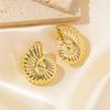Fashionnable Stainless Steel Oversize Conch Stud Earrings  Gold Color Delicate Trendy Jewelry For Women