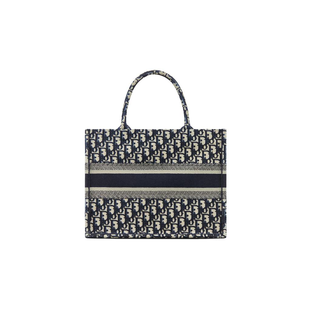 Dior Mittlere DIOR Book Tote - Ecru und Blau DIOR Oblique Stickerei M1296ZRIW-M928