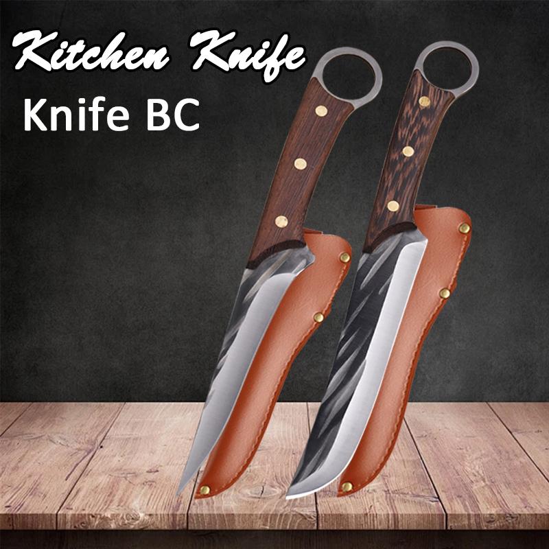 Professional Kitchen Boning Knife Stainless Steel Meat Cutting Butcher Knife Wood Handle Multifunctional BBQ Knives with Cover