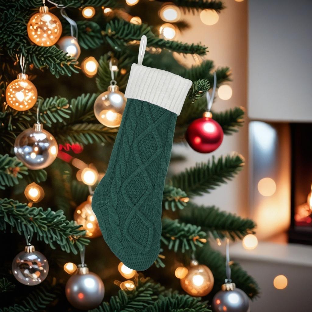 Christmas Stockings Christmas Decoration Home Wall Decoration Candy Bag Socks Rhombus Gift Knitted Socks Pendant Holders