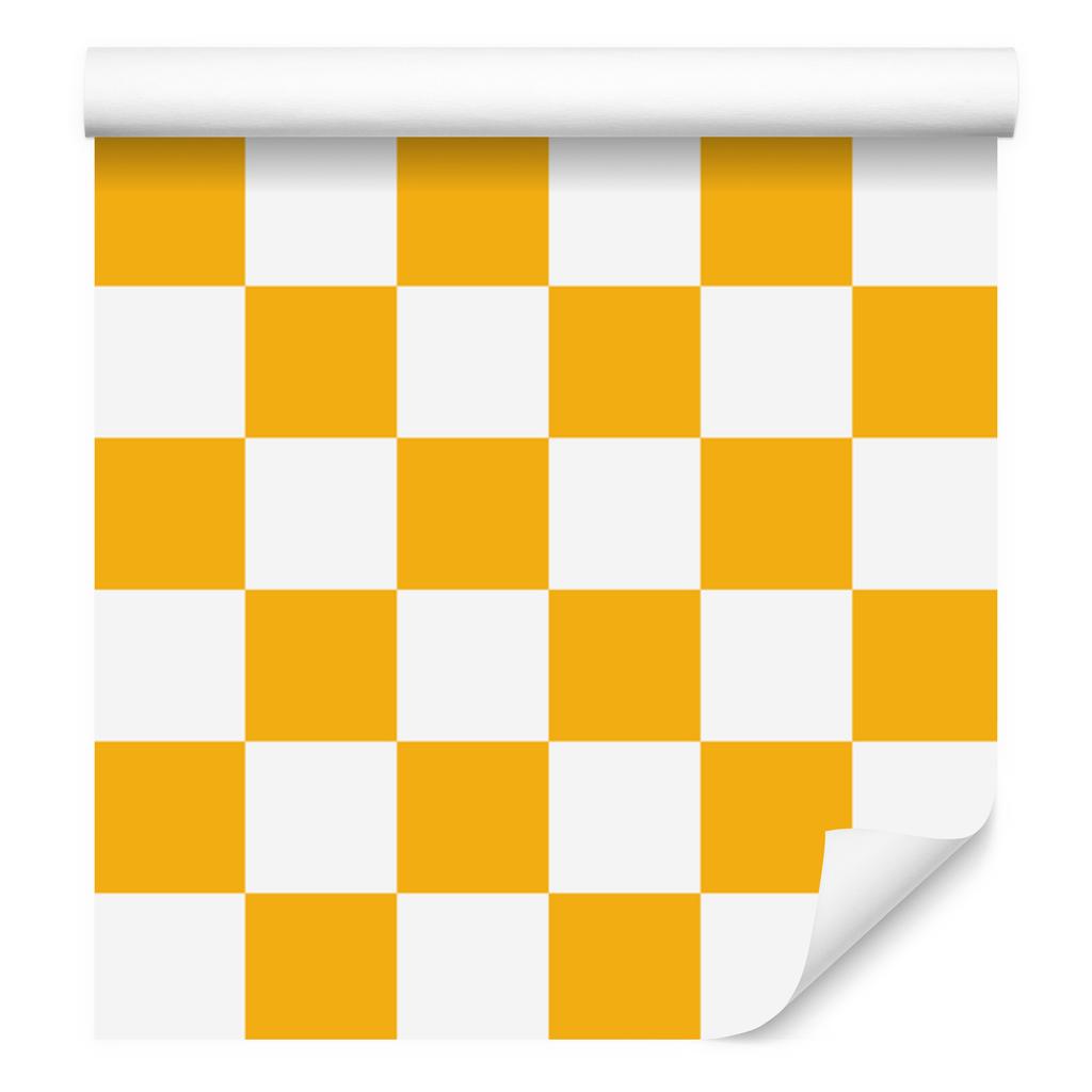 Checkerboard Wallpaper Gold, White and Cream for Living Room and Bedroom 50x1000