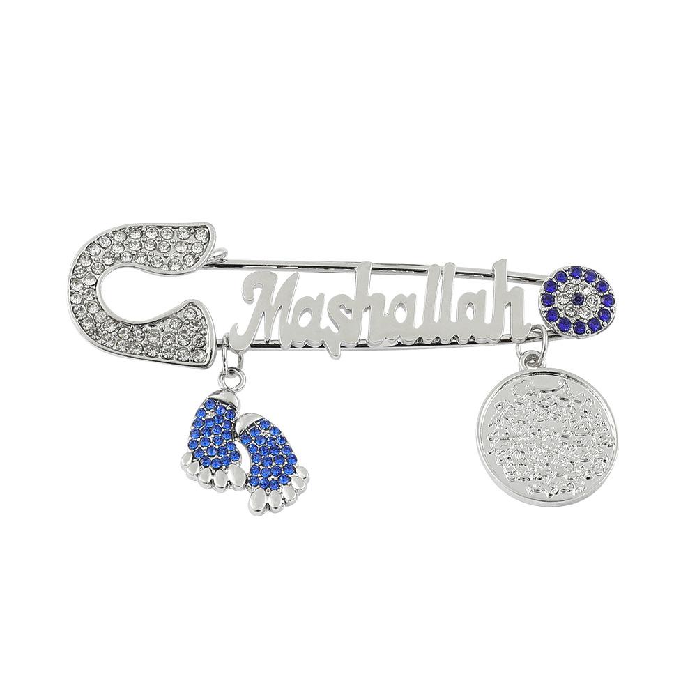 

Hot-selling Mashallah super flash diamond brooch sweater versatile European and American anti-light Internet celebrity same corsage