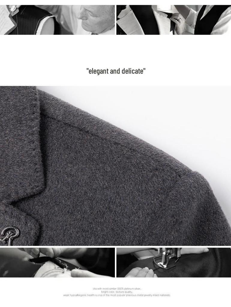 Men's Double-Sided Wool Casual Suit with Detachable Down Liner, Single-Breasted, Ideal for Autumn/Winter, Suitable for Middle-Aged and Young Men