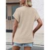 2026 Loose Women's Casual Striped Textured Short-Sleeve Summer New V-Neck Knit T-Shirt Women's Clothing
