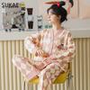 SUKAE New M-5XL Autumn Winter New Cotton Women Pajamas Lady Pijamas Set Loungewear Kimono Cardigan Long Sleeves V-neck Homesuit