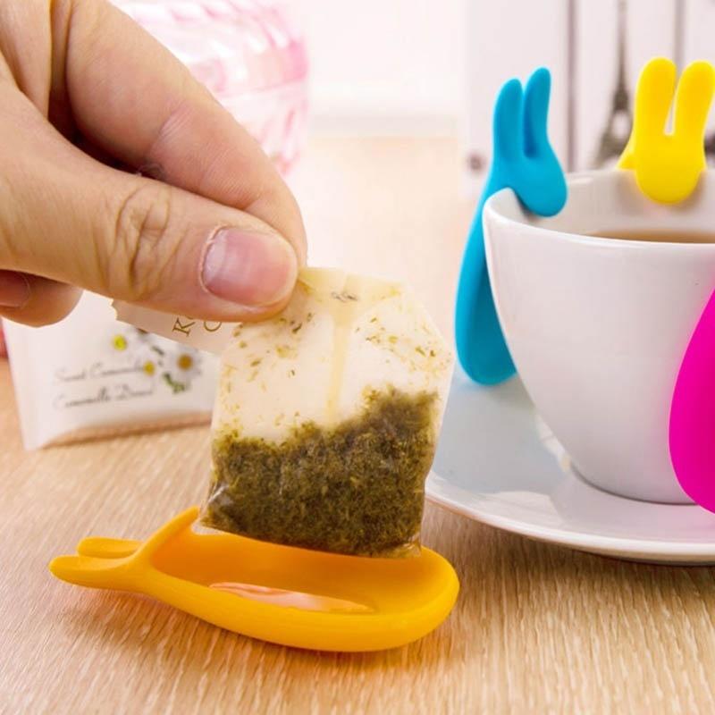Fashion Silicone Gel Rabbit Shape Tea Bag Infuser Holder Rabbit Teas Bags Holder Retainer Random Colors Mug Accessory Gift
