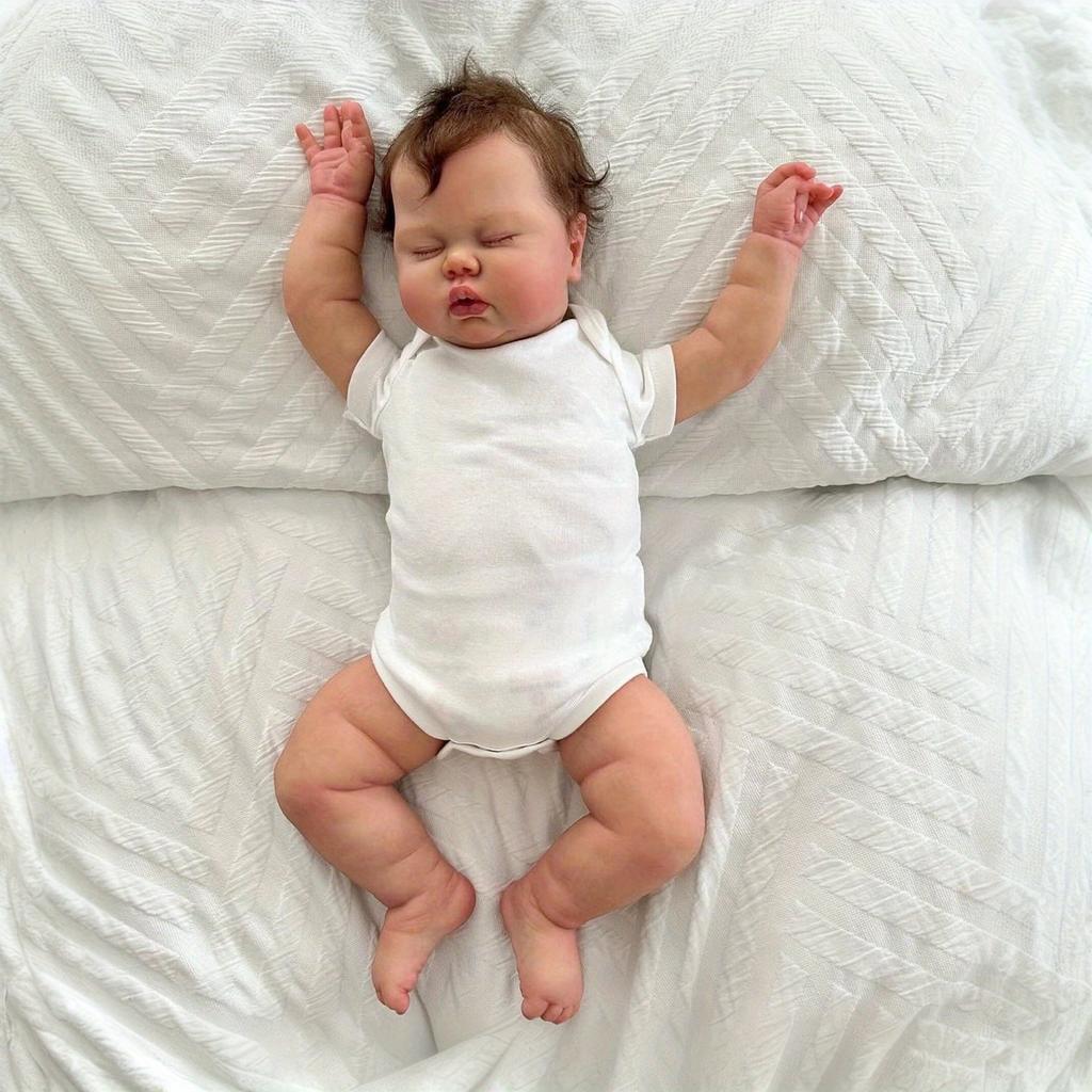 BZDOLL Cloth Body Vinyl Limbs 50 CM 20inch 3D-Paint Asleep Fat Reborn Baby Doll Toy for Girl Lifelike Kids Birthday Gift Play House Toy Humanoid Doll