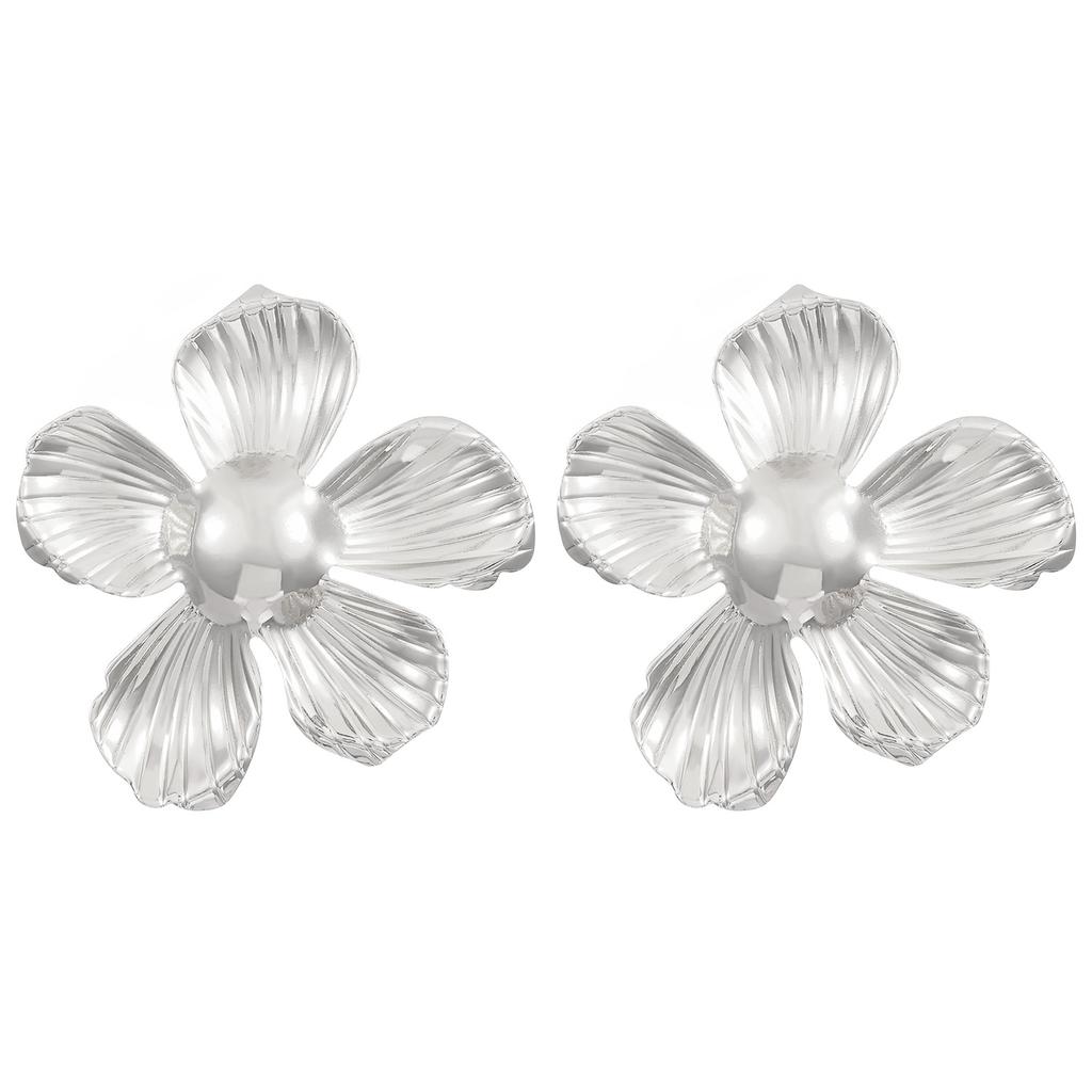 Women's Modern Trend Exaggerated Personality Stud Earrings High End Metal Wrinkled Texture Irregular Geometry Fashion Zircon