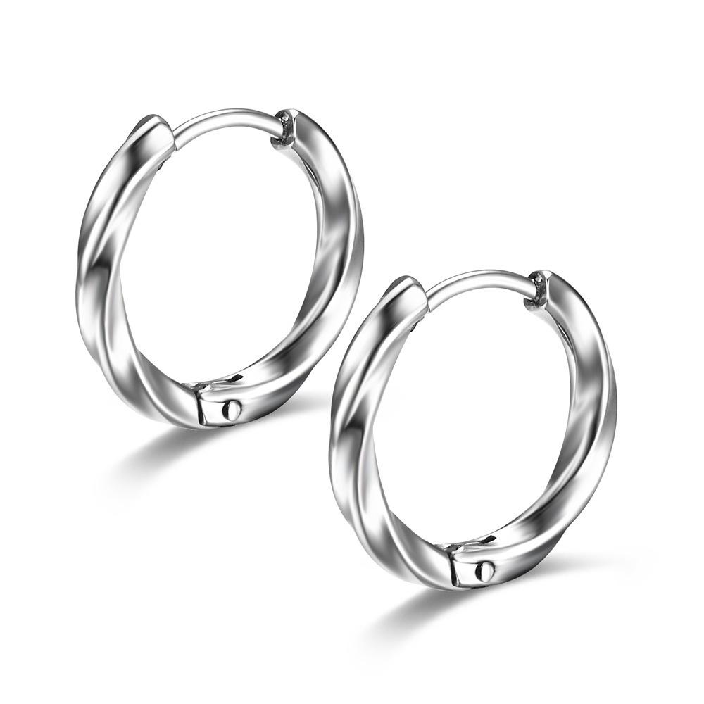 Möbius Men's Korean Style Stainless Steel Hoop Earrings