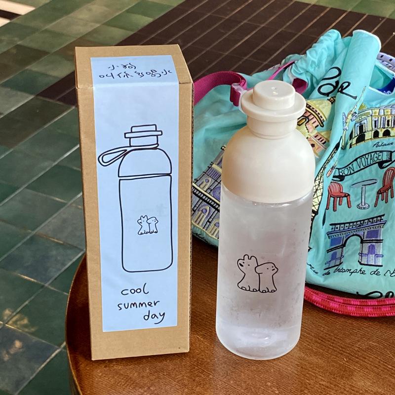 

Summer Coconut Tree Puppy Double Drinking Plastic Cup, Simple Cartoon Repair Hook Sports Large-Capacity Random Cup 600Ml 600ml