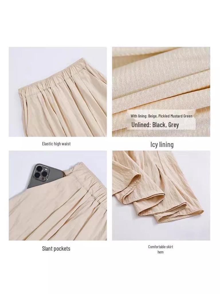 Retro Women's A-Line Midi Skirt - College Style, Versatile & Loose, Perfect for Summer