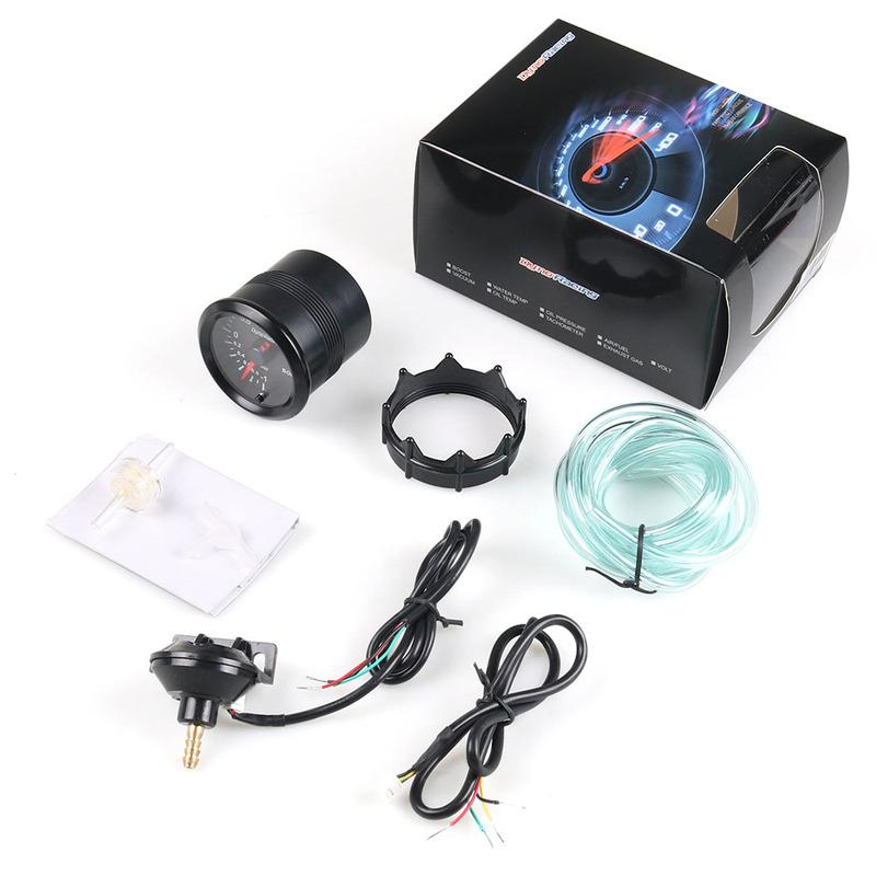 Dynoracing 2" 52mm 7 Colors -1-2 Bar Turbo Boost Gauge With High Speed Stepper Motor Boost Sensor Car Meter BX101487