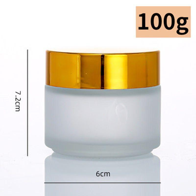 

High-Grade Frosted Glass Facial Cream Travel Bottle 5 G100g Eye Cream Cream Sub-Bottles Cosmetic Portable Fire Extinguisher Bottles Sample 100g Gold Lid