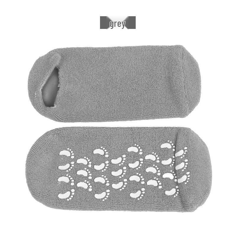 Silicone Gel Cotton Yarn Foot Whitening Socks with Adhesive Grip Strips