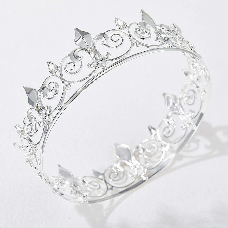 New Baroque bridal crown golden rhinestone gun tip shape round crown