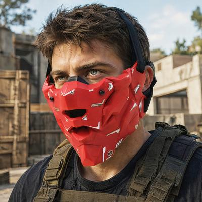 Mechanicus Half Gezichtsmasker Buiten Nylon Cosplay Halloween Masker Verstelbaar Ademend voor Volwassen Halloween Feest Kostuum Accessoire