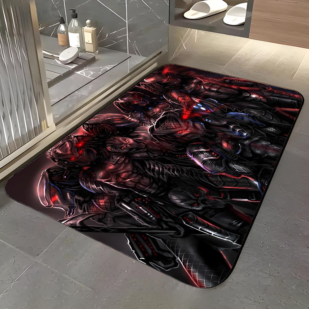 Monster Y-Yautja Floor Mat Soft Flannel Entrance Door Mat Non Slip Absorbent Bathroom Bedroom Floor Rug