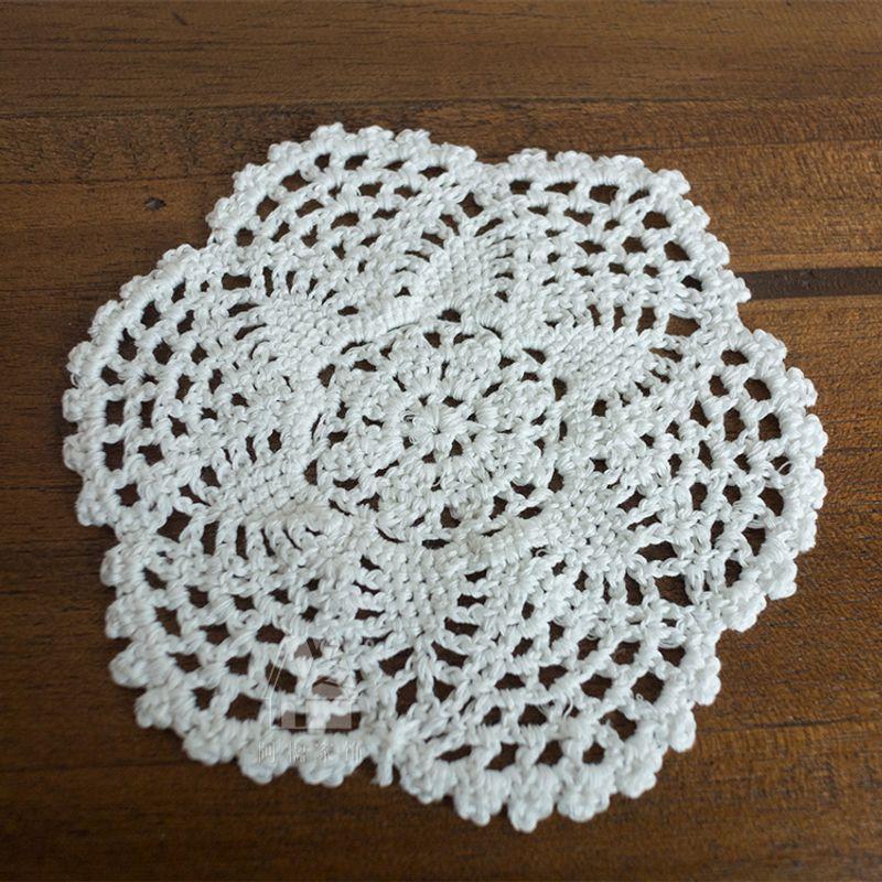 

A Ying Japanese-Style Zakka Export Export Cut Out Lace Handmade Crochet Coaster Ins Style Vase Fabric Craft Placemat White 13*13cm