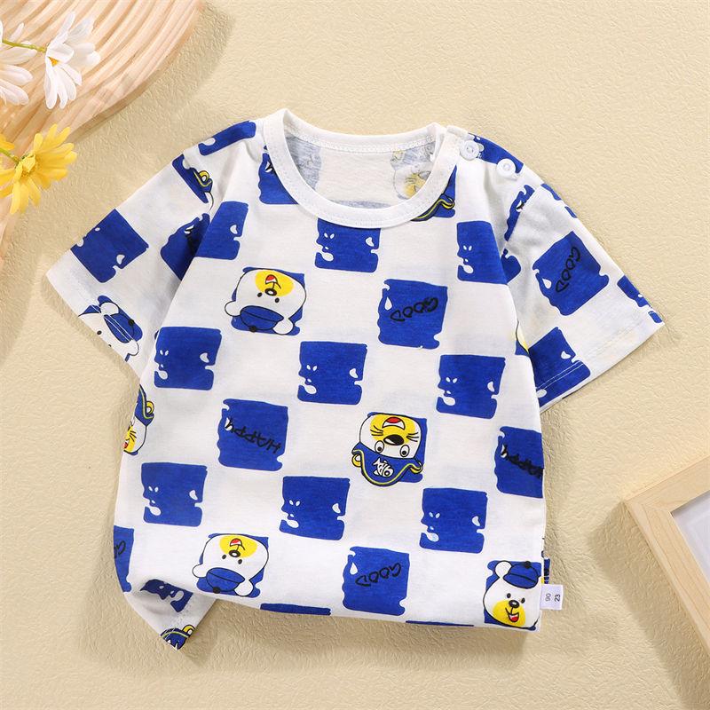 2026 Summer Short Sleeve T-Shirts for Boys and Girls Baby Spring O-Neck Cartoon Cotton Top for Children