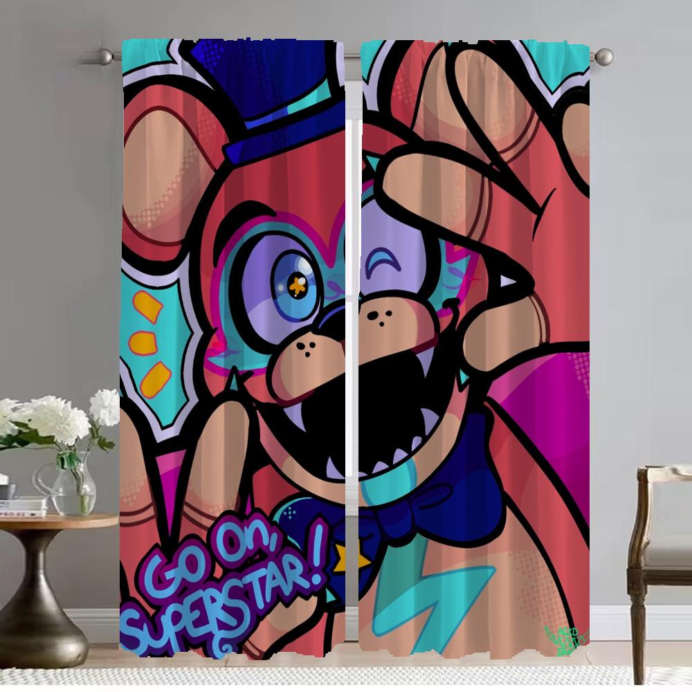 

Кухонні штори для вітальні Штори для кімнати 2 панелі Fnaf Shades Хеллоуїн Декорація домашнього інтер єру Штори Перегородка W107xH213cmx2pcs-CL