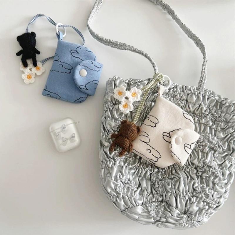 1PC Small Multi-Pocket Crossbody Bag Charm Keychain Cute Bunny Zipper Pouch Organizer Compact size 9.5x10cm