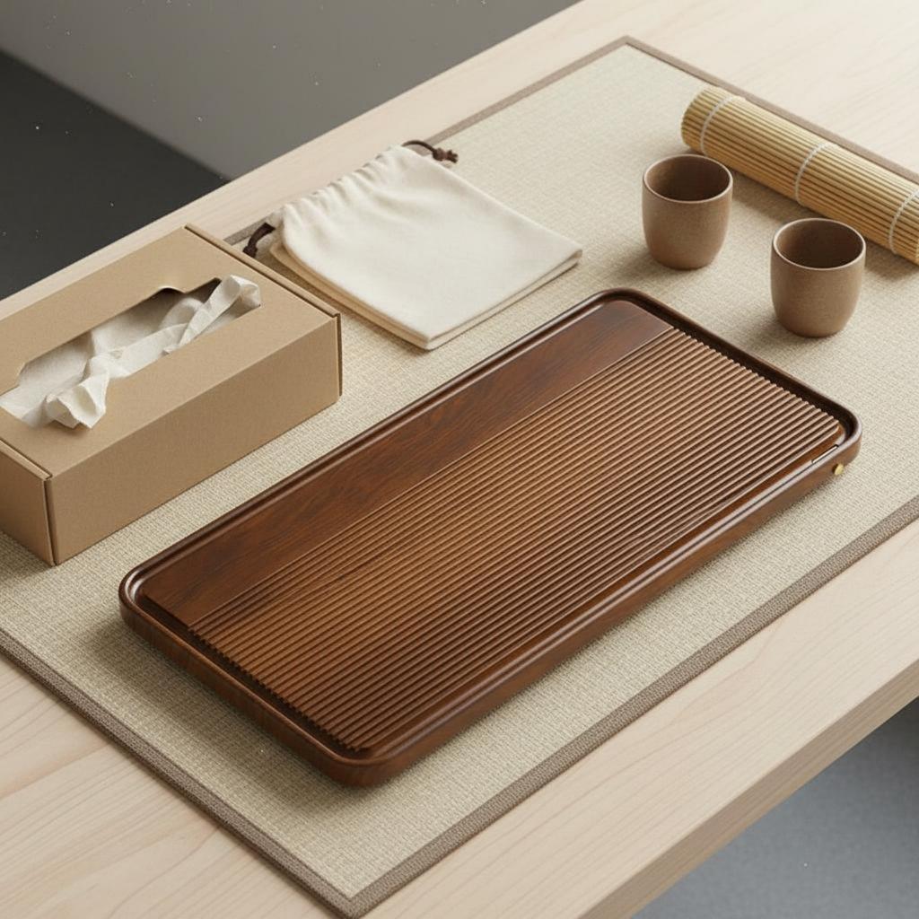 Rectangular Beverage Table Tray Minimalist Design Teaware for Home, Office