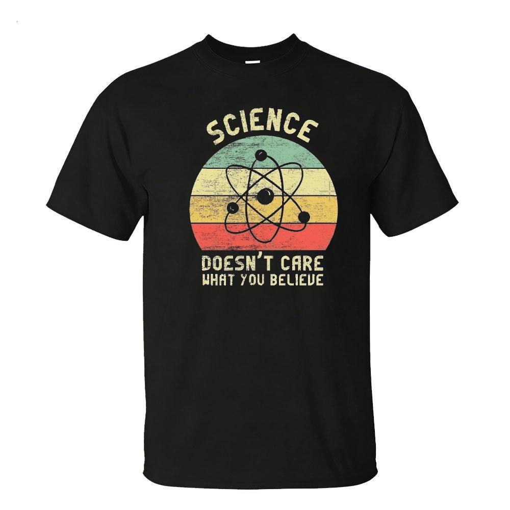 Science Doesnt Care What You Believe Summer Unisex Cotton Tshirts Distressed Rainbow Striped Circle Print Scientist Holiday Tee