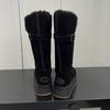 2025 nya stövlar helko läder varma vinröda snöstövlar dam rund tå tjock sula höga stövlar förtjockade bomullsstövlar trend